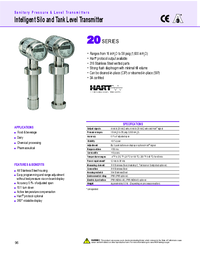 Thumbnail of document Data Sheet - 20 Series Intelligent Silo & Tank Level Transmitter